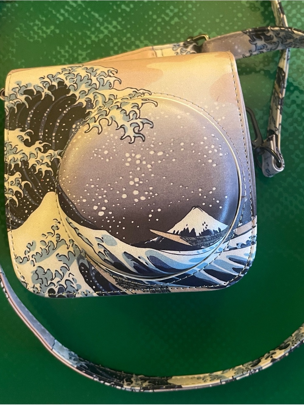 Ocean Wave Print Crossbody Bag in Blue and Cream